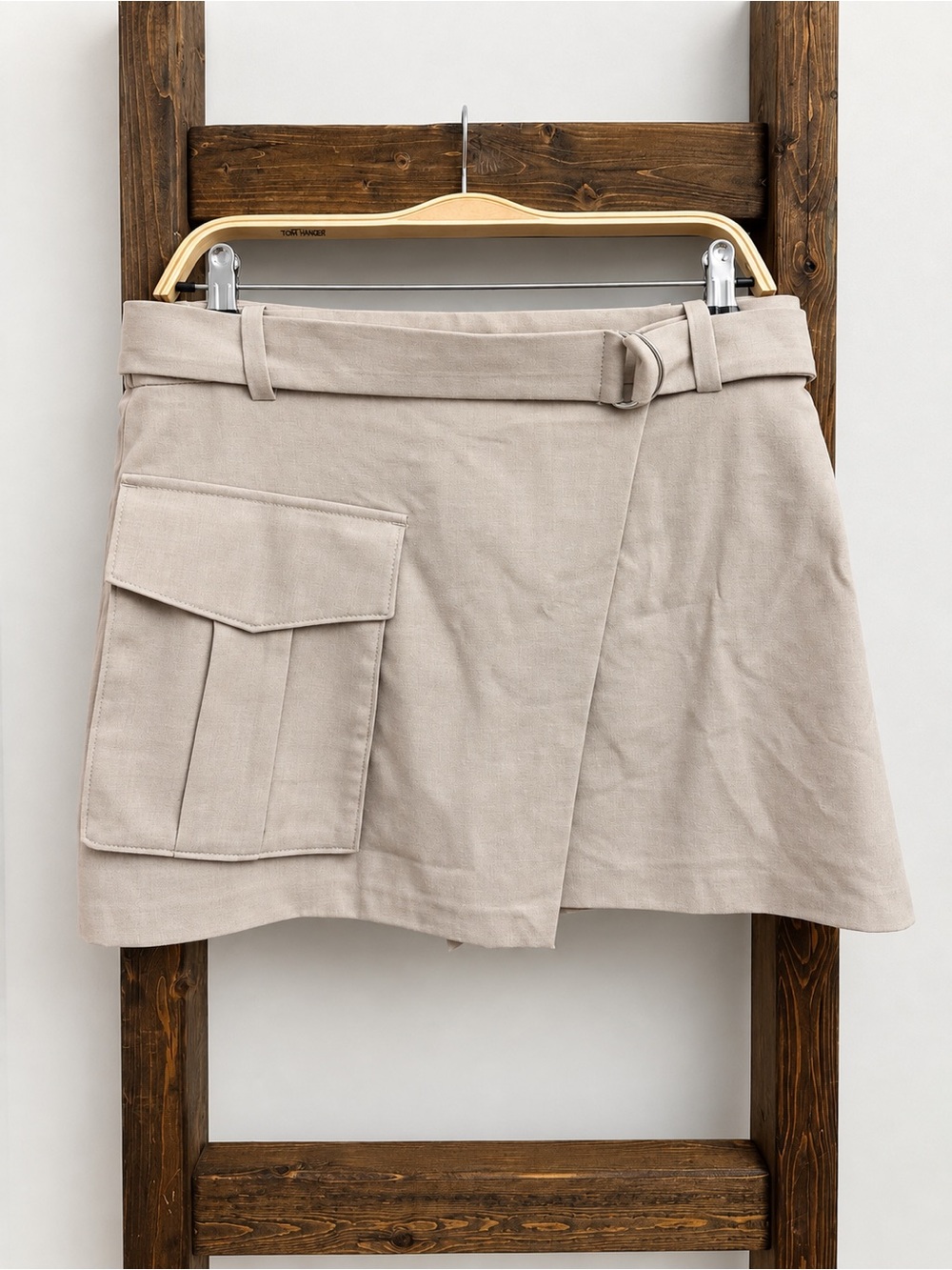Abercrombie & Fitch Cargo Wrap Skort Beige Belted Utility Mini